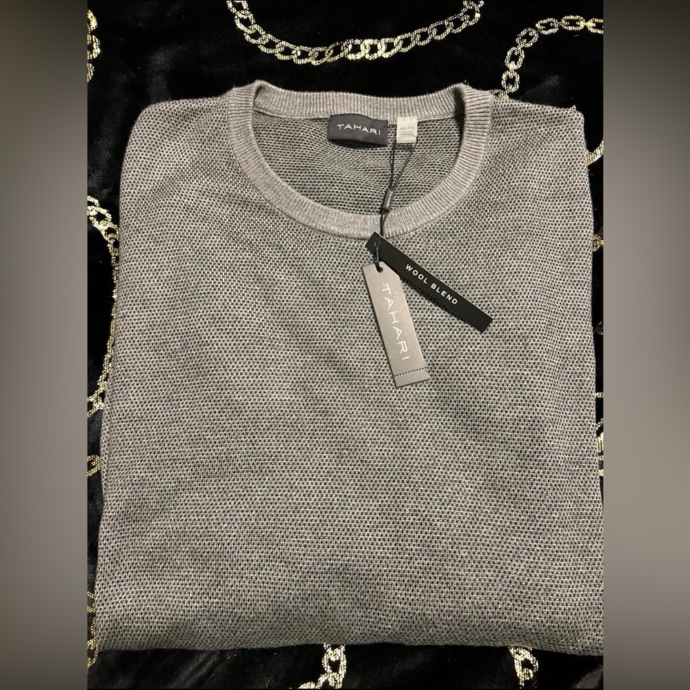 Tahari Gray Wool Blend Men's Sweater (Size XXL/37” Sleeve) - NWT